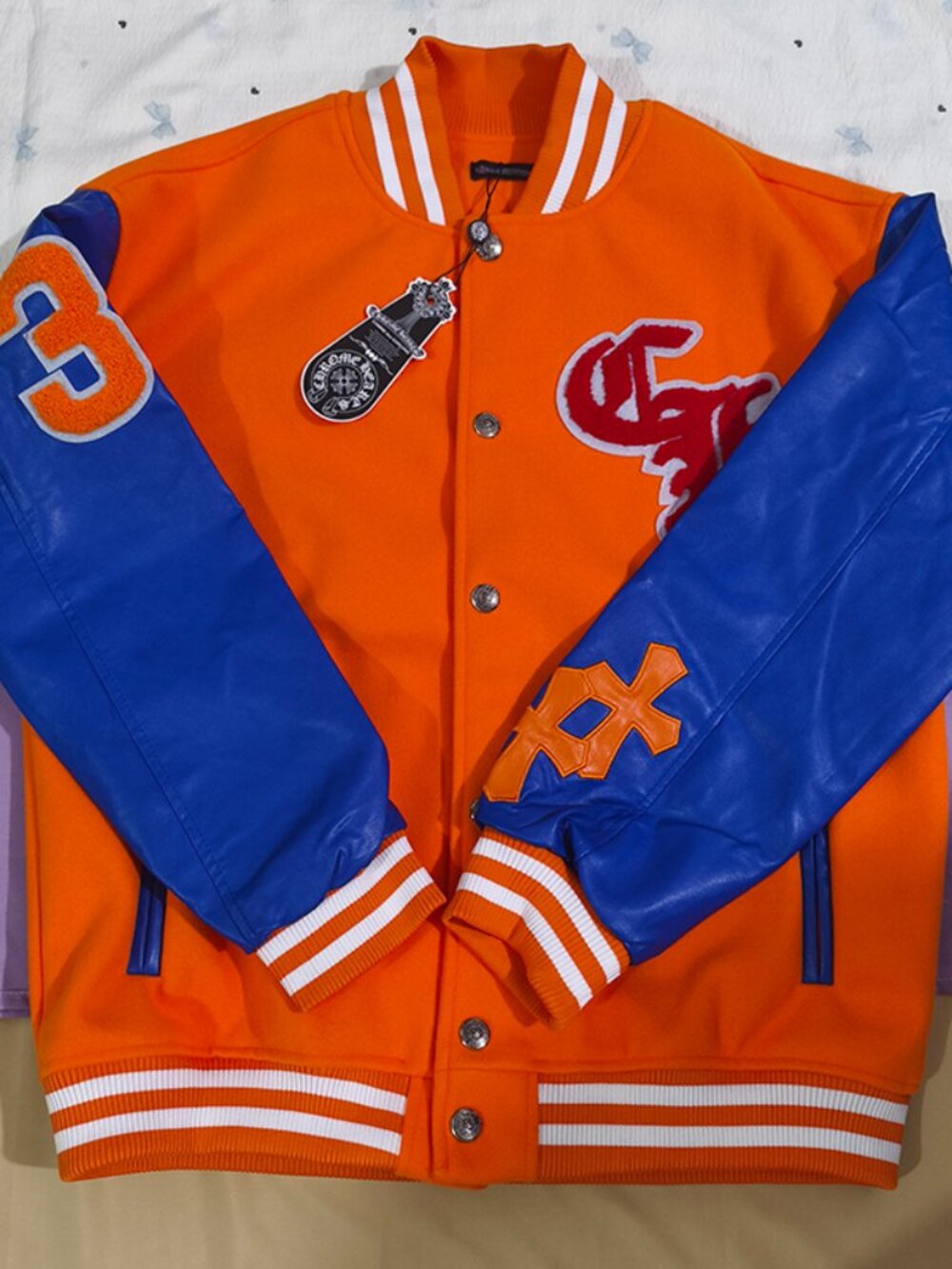 Chrome Hearts Color-Block Baseball Jacket